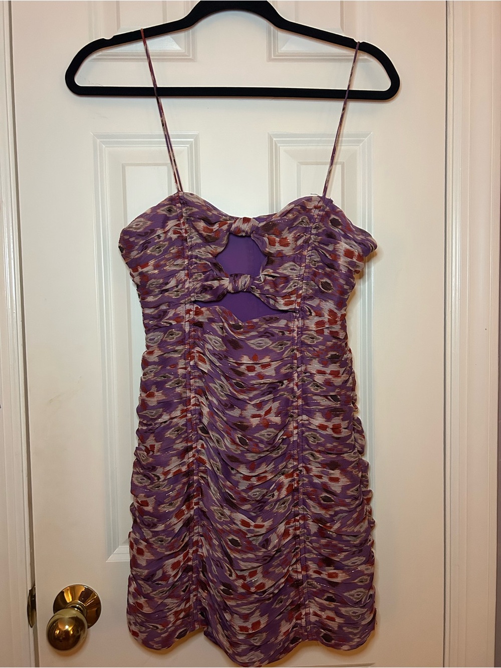 ZARA Purple Printed Ruched Mini Dress